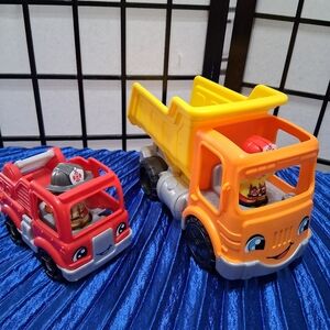 Fisher Price Little People Firetruck. and Dump Truck
